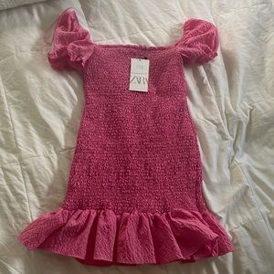 Zara pink ruffle dress NWT